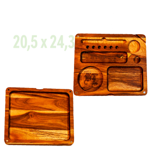 plateau en acacia black leaf