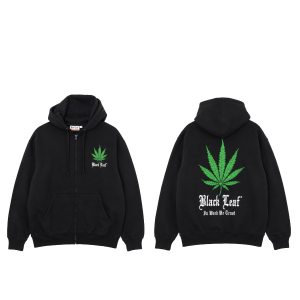 sweat hoodie zippé black leaf