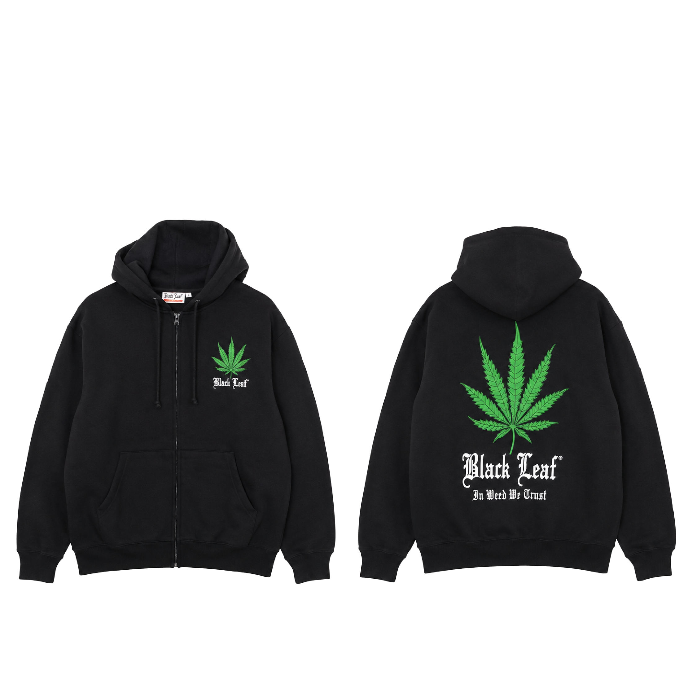 auto draft sweat hoodie zippé black leaf