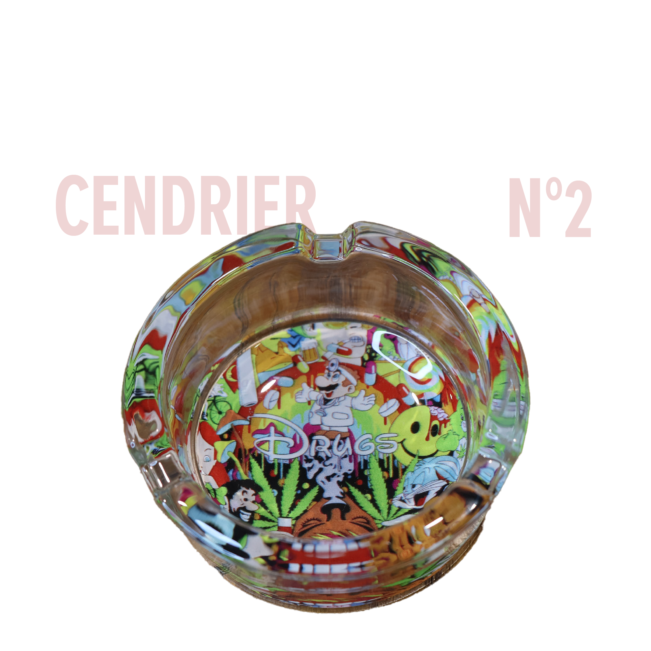 cendrier en verre avec illustration cendrier en verre avec illustration