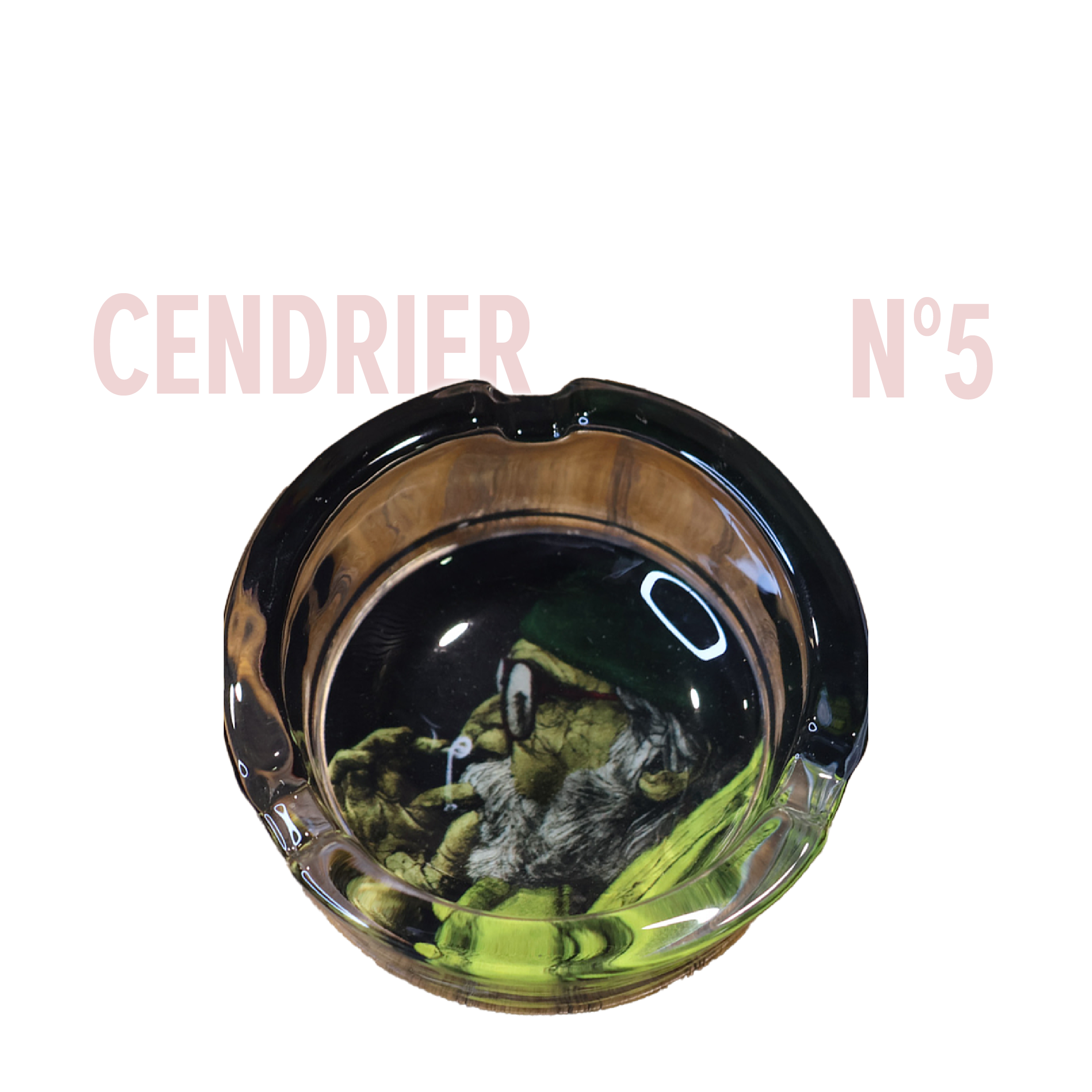 cendrier en verre avec illustration cendrier en verre avec illustration