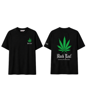 t shirt black leaf